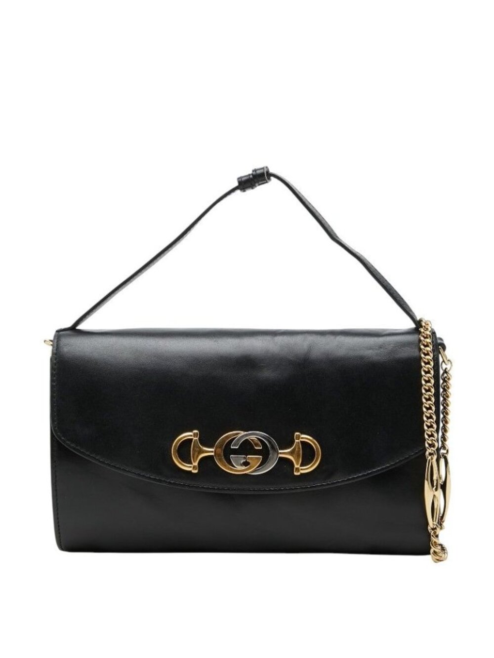 Gucci Chain Shoulder Bag Black Leather